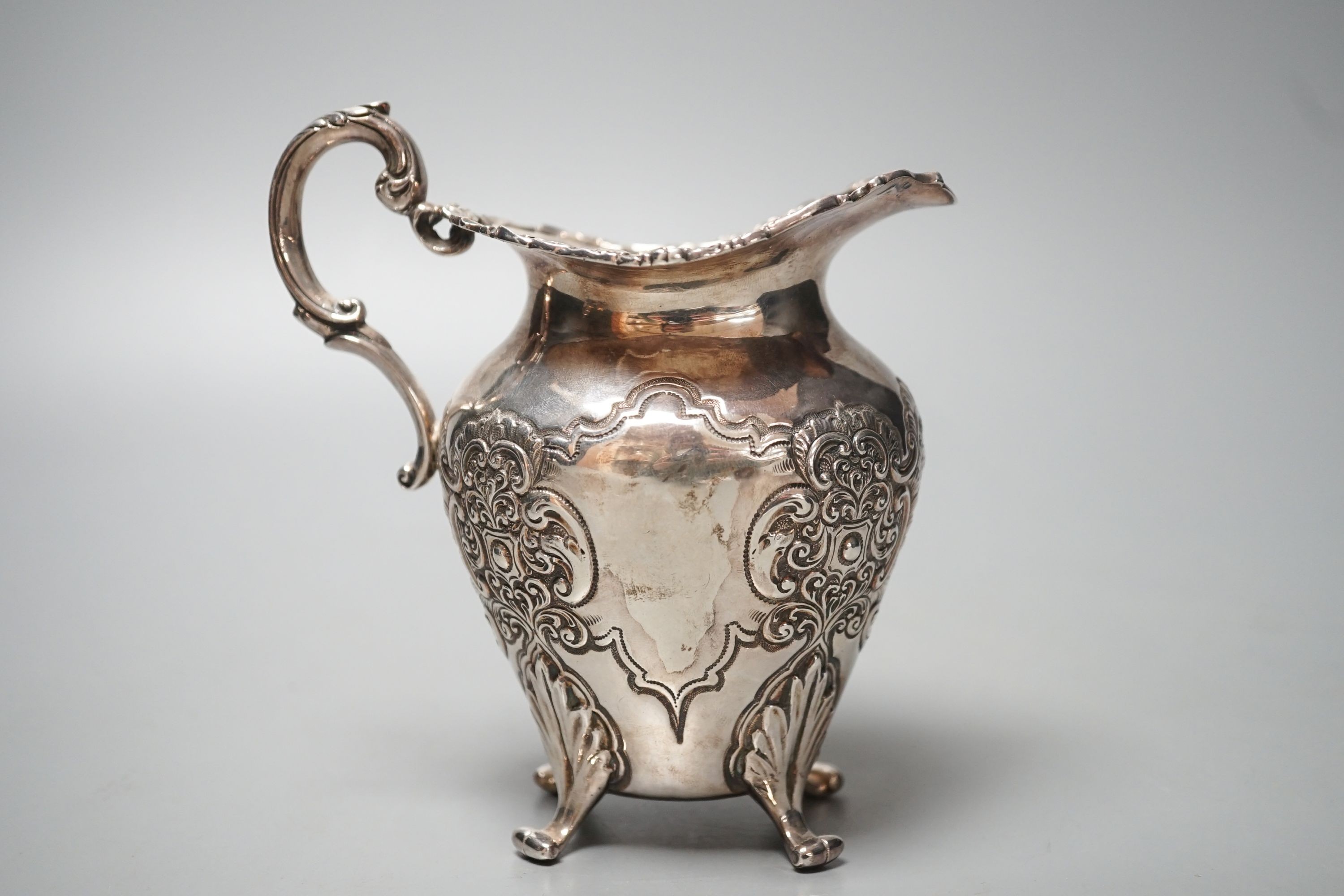 A late Victorian Scottish silver cream jug, John Fettes, Glasgow, 1899, 13.3cm, 7oz.